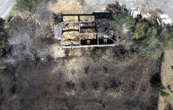 Yangından zarar gören alanlar havadan görüntülendi