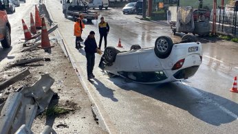 Otomobil yan yola düştü: 2 yaralı