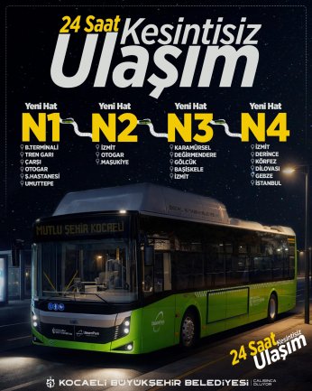 Kocaeli’de 24 saat kesintisiz ulaşım