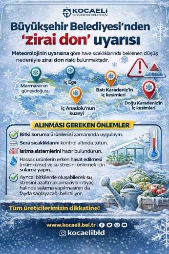 Büyükşehir’den üreticilere ‘zirai don’ uyarısı