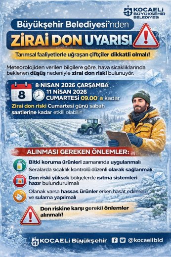 Büyükşehir’den üreticilere ‘zirai don’ uyarısı