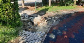 Parktaki parke taşlarına bakım gerekli