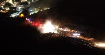 Çöp bertaraf tesisinde yangın çıktı