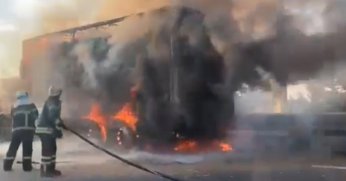 Talaş yüklü kamyon alevlere teslim oldu