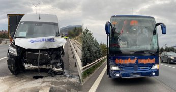 Yolcu otobüsü ile servis çarpıştı