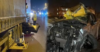 Tıra çarpan otomobil hurdaya döndü: 1 yaralı