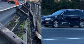 Tankerin çarptığı direk otomobilin üstüne devrildi