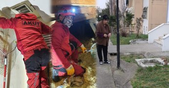 Çatıda 10 gündür mahsur kalan kedi kurtarıldı