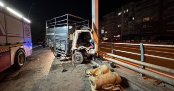 Kamyonet yön tabelasına çarptı: 1 yaralı