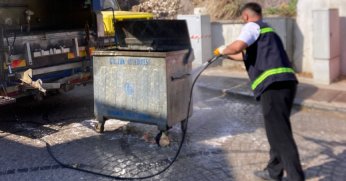 Konteynerlere dezenfeksiyon çalışması