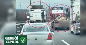 Sol şeridi işgal eden tır sürücüsüne ceza