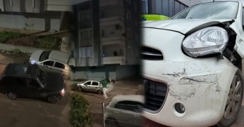 Çarptığı araca levye ile saldırdı