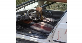 Kamyondan düşen kütük araca saplandı