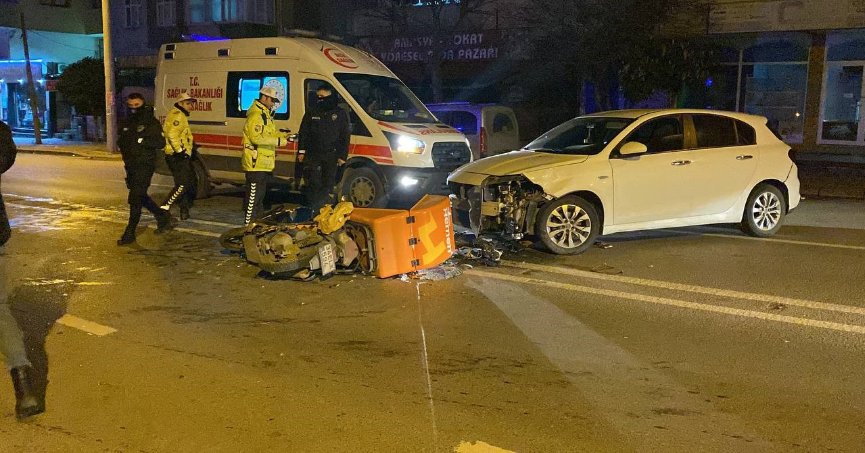 Otomobille motosiklet çarpıştı: 1 yaralı