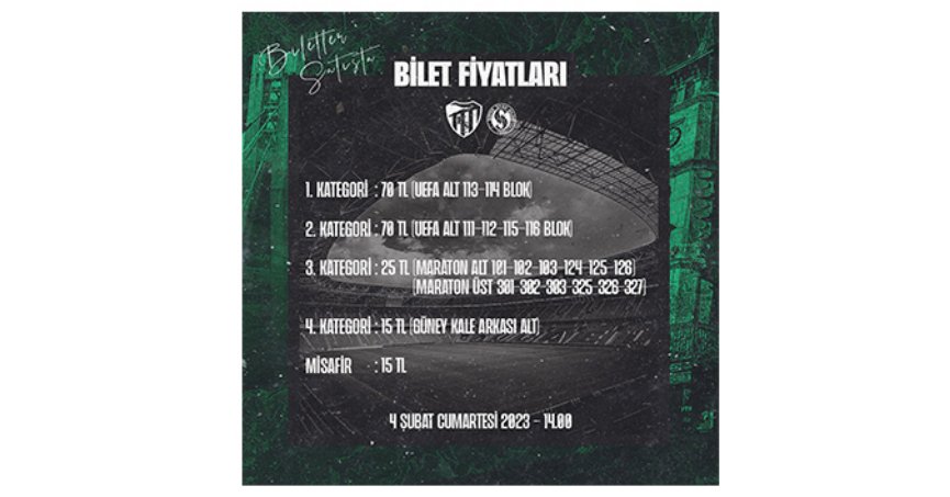 Bilet fiyatları değişmedi