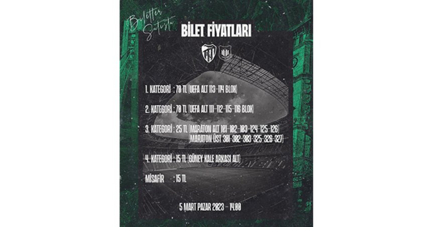 Maç biletleri satışta