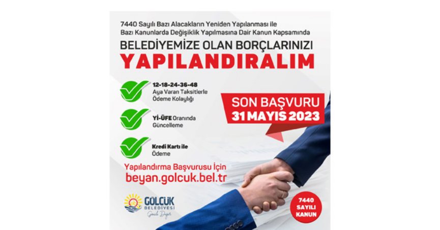Gölcük Belediyesi borçları yapılandıracak