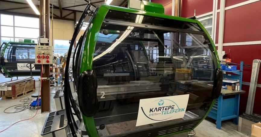 Teleferiğin panoramik camlı kabinlerinin üretimine başlandı
