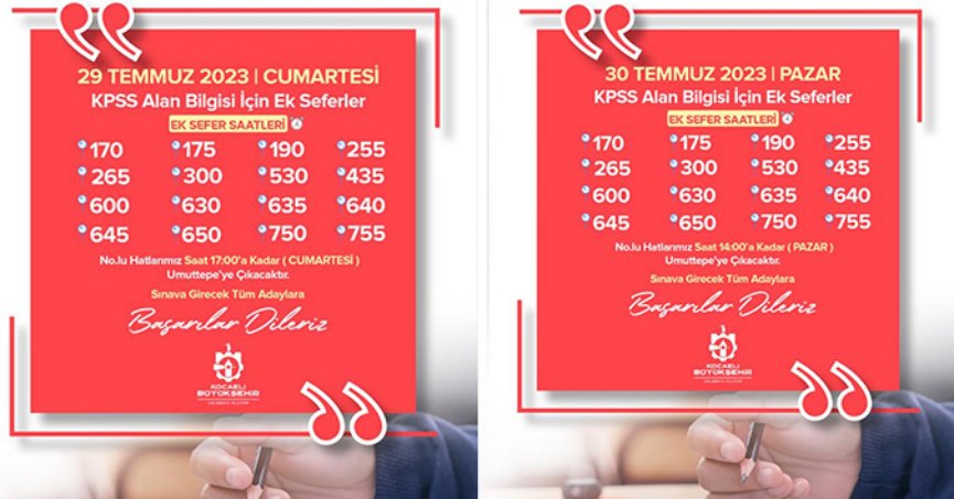 Büyükşehir’den KPSS için ek sefer