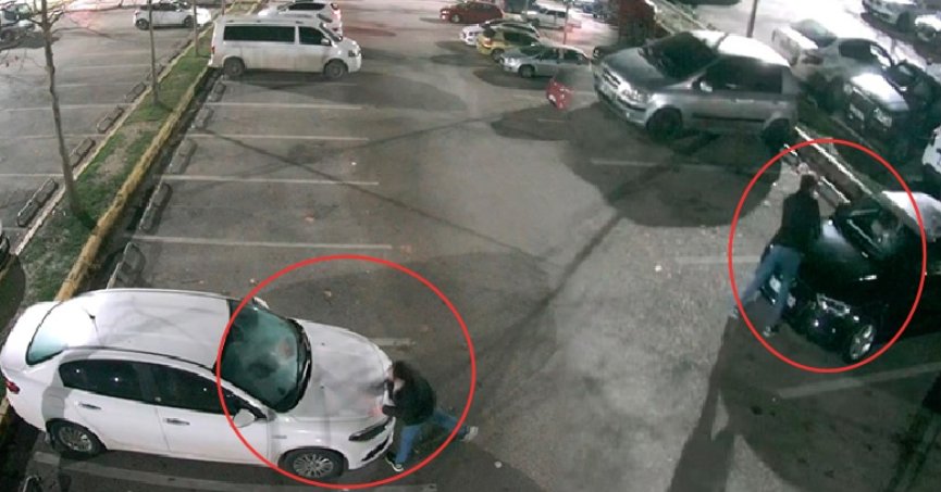 Eline taş aldı, 35 aracın camını böyle kırdı