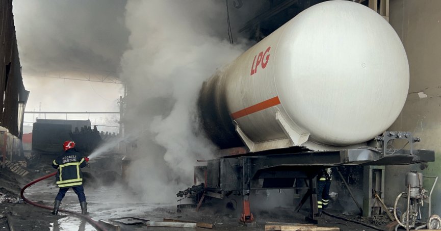 Patlayan boş LPG tankında yangın