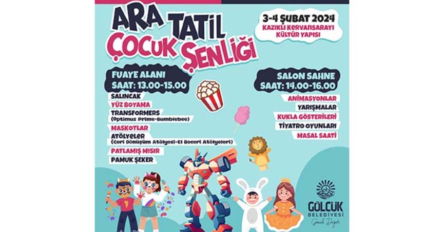 Gölcüklü çocuklar için ara tatil şenliği başlıyor