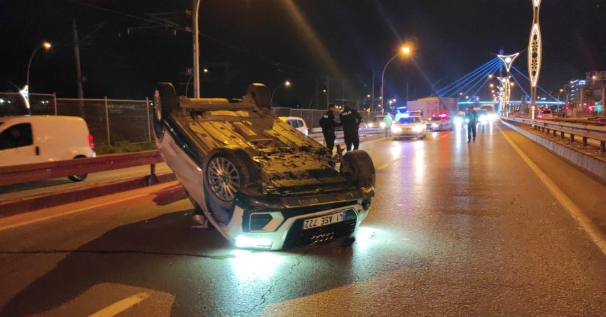 Otomobil takla attı,  sürücüsü bulunamadı