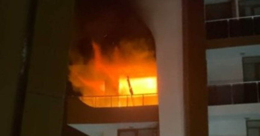 Apartmanın 4. katı alev alev yandı