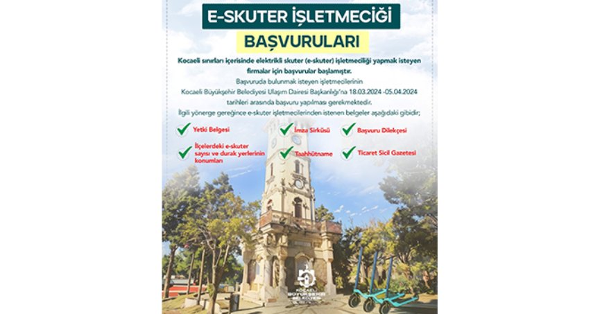 E-skuter işletmesi için başvurular alınacak