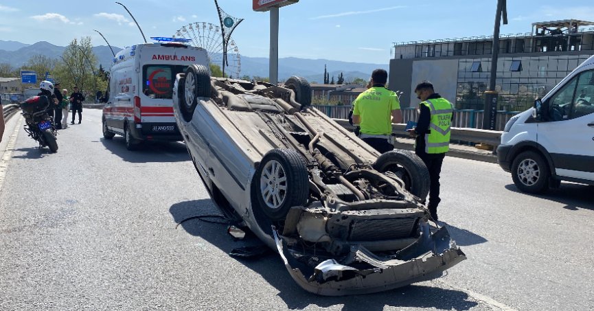 Cipe çarpan otomobil takla attı: 1 yaralı