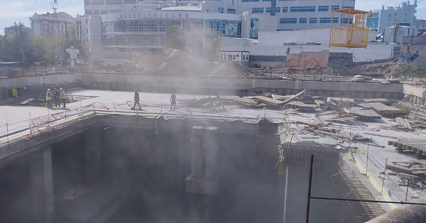 Metro inşaatında yangın