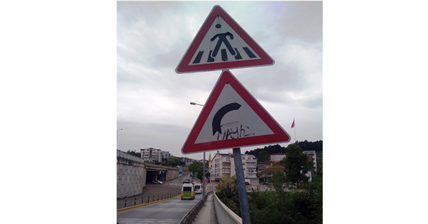 Kerimağa rampasında tabelalar düzeltilmeli