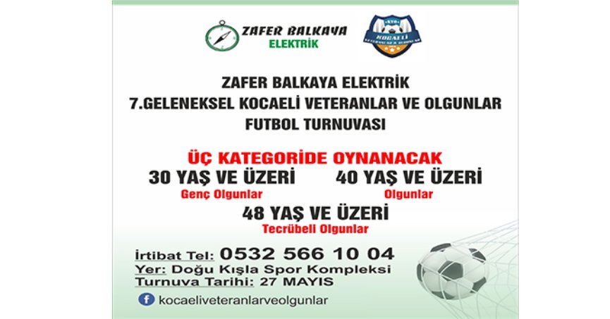 Olgunlar Turnuvası 27 Mayıs'ta başlayacak