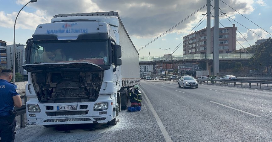 Seyir halindeki tırda yangın korkusu