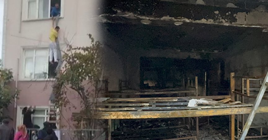 30 işçinin kaldığı pansiyonu ateşe verdi