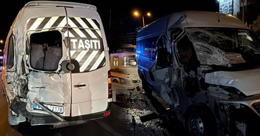 İki işçi servisi çarpıştı: 3 yaralı