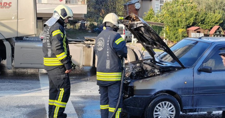 Seyir halindeki araçta yangın