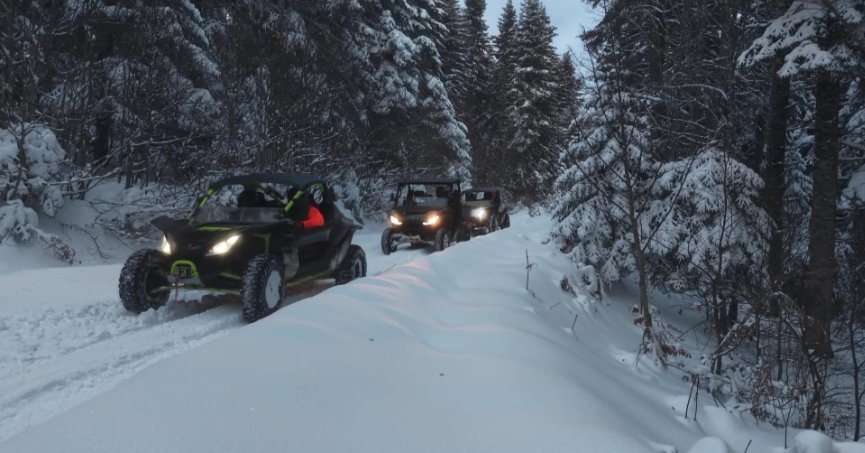 Beyaz örtünün keyfini UTV’lerle çıkardılar