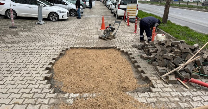 Kaldırımda düzenleme çalışması