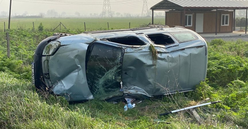 Takla atan aracın sürücüsü yaralandı