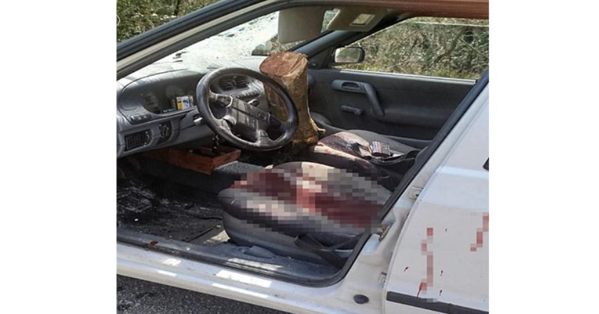 Kamyondan düşen kütük araca saplandı