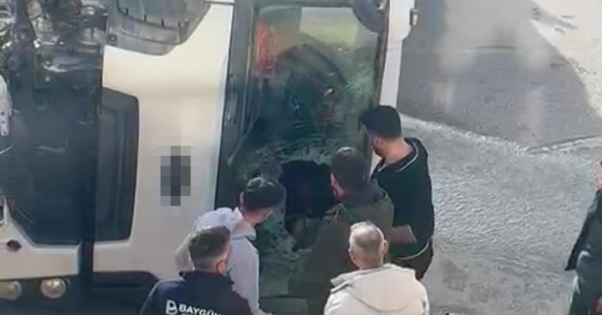 Devrilen mikserden balyozla kurtuldu