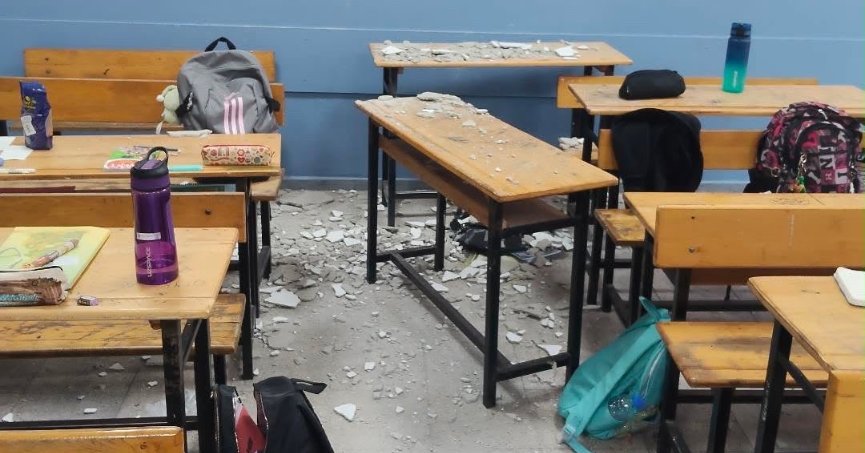 Okulda sınıfın sıvaları düştü: 3 yaralı